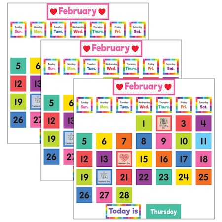 Teacher Created Resources Colorful Calendar Pocket Chart Cards, 104-Piece Set, 3PK TCR8345